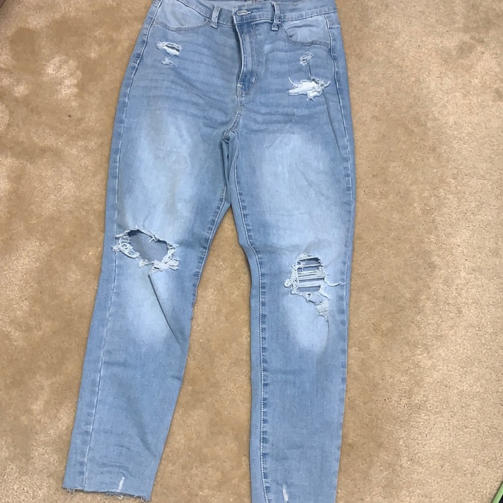 High rise light wash jeans